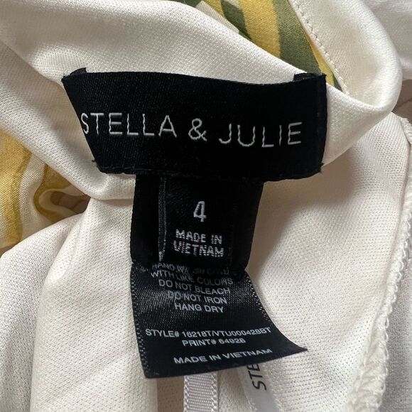 Stella & Julie Tropical Print One-Shoulder Dress Sz 4 - Picture 5 of 6